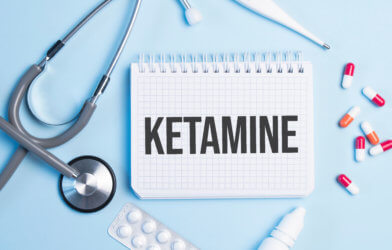 The word ketamine written on a white notepad