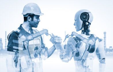 Construction worker and robot worker: Humans working with robots