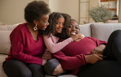 Three generations: Grandmother with her daughter and granddaughter