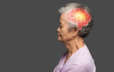 Image depicts the active brain of an older woman